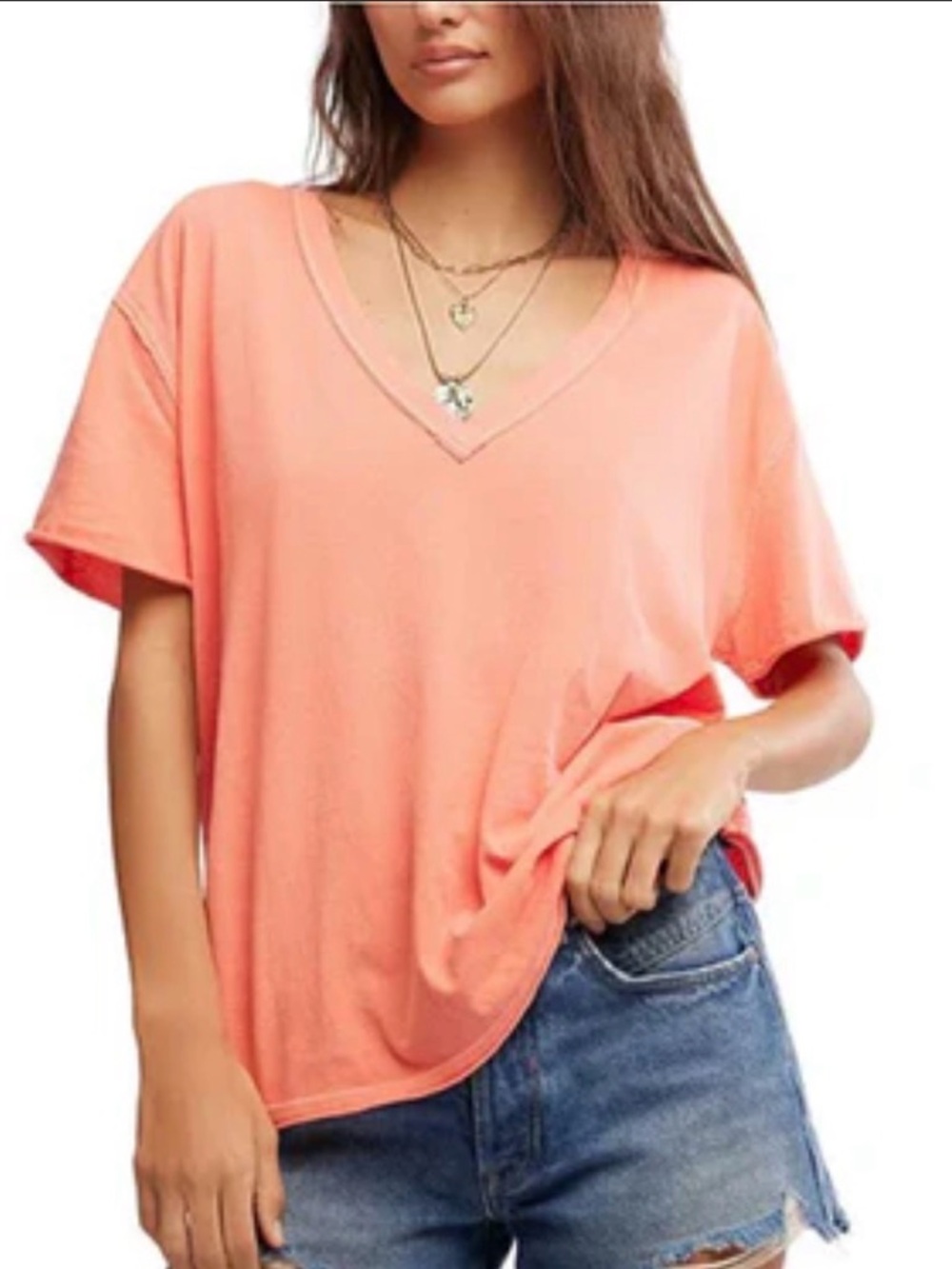 Free People Coral Short Sleeve Tee NWOT!!!